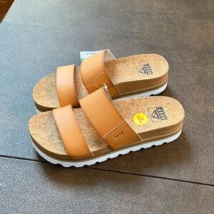 Reef Cushion Vista HI Women's Tan Slide Platform Sandals, Sz 6 NWT
